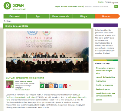 oxfam bilan COP22